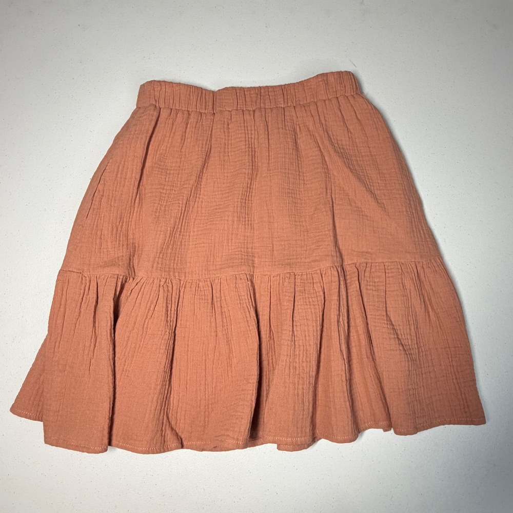 Listicle Textured Tiered Skirt S Dusty Rose Elastic Waist LSET086 - Picture 2 of 5